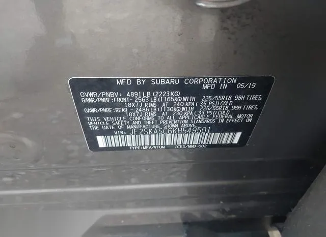 JF2SKASC6KH549501 2019 2019 Subaru Forester- Limited 9