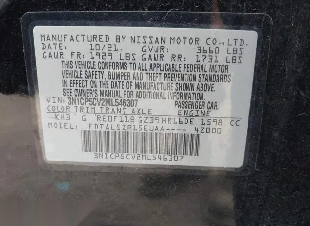 3N1CP5CV2ML546307 2021 2021 Nissan Kicks- Sv Xtronic Cvt 9