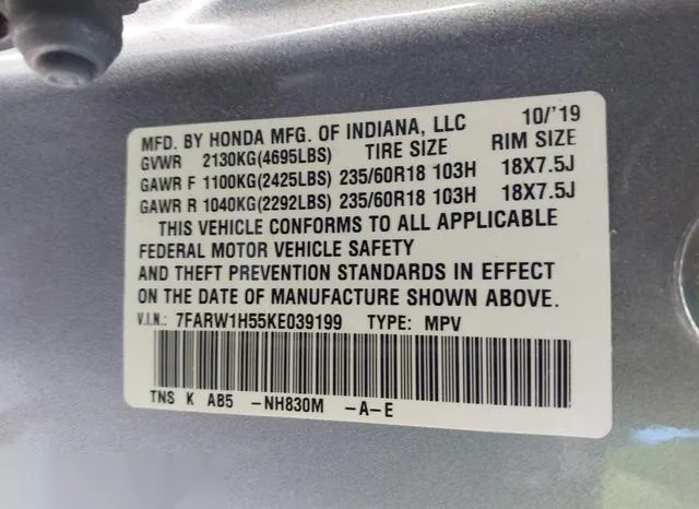 7FARW1H55KE039199 2019 2019 Honda CR-V- EX 9