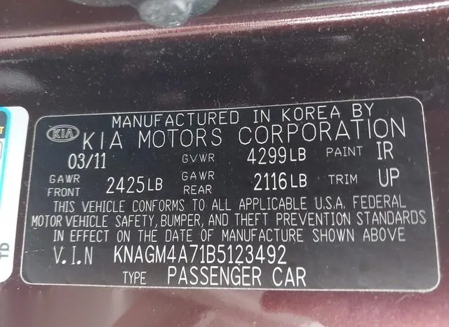 KNAGM4A71B5123492 2011 2011 KIA Optima- LX 9