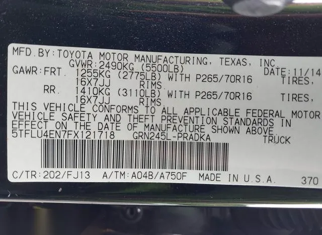 5TFLU4EN7FX121718 2015 2015 Toyota Tacoma- Base V6 9