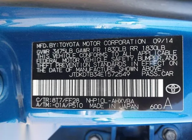 JTDKDTB34E1572549 2014 2014 Toyota Prius- C Two 9