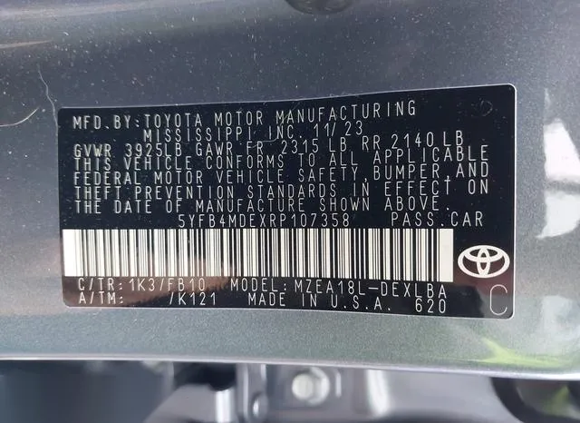 5YFB4MDEXRP107358 2024 2024 Toyota Corolla- LE 9