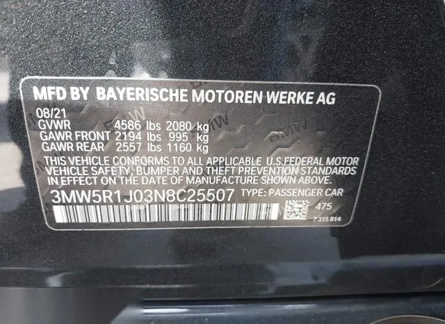 3MW5R1J03N8C25507 2022 2022 BMW 3 Series- 330I 9