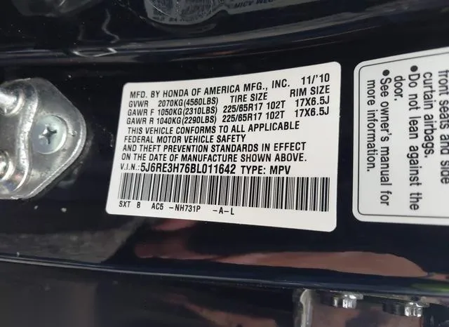 5J6RE3H76BL011642 2011 2011 Honda CR-V- Ex-L 9