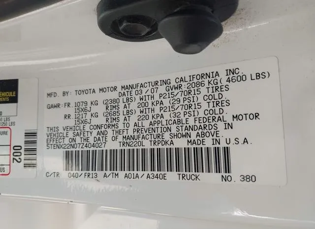 5TENX22N07Z404027 2007 2007 Toyota Tacoma 9