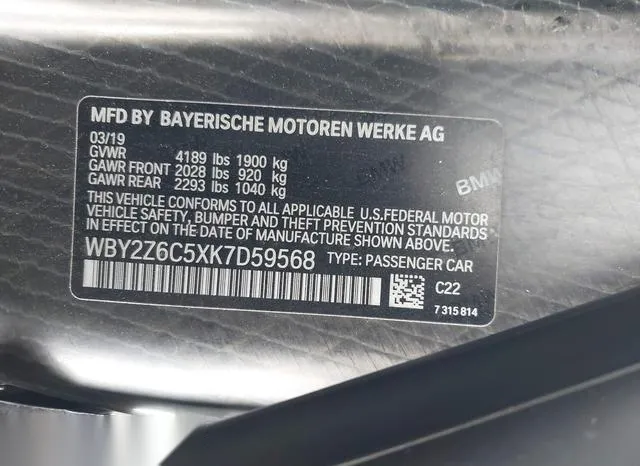 WBY2Z6C5XK7D59568 2019 2019 BMW I8 9