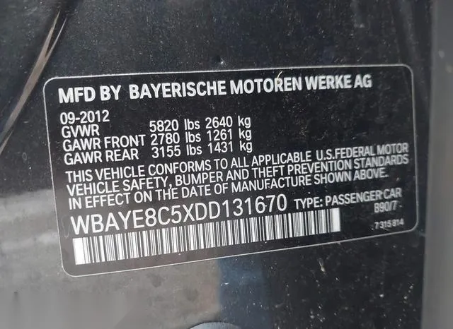 WBAYE8C5XDD131670 2013 2013 BMW 7 Series- 750LI 9