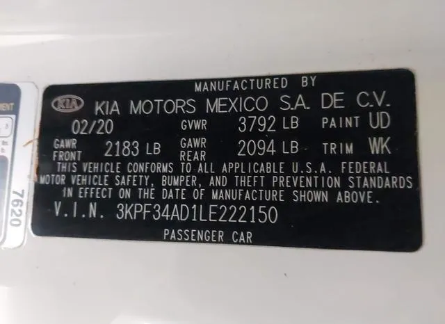 3KPF34AD1LE222150 2020 2020 KIA Forte- Gt-Line 9