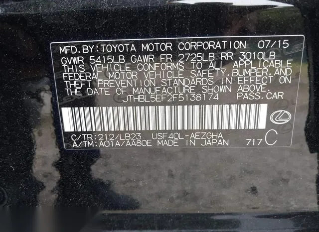 JTHBL5EF2F5138174 2015 2015 Lexus LS- 460 9