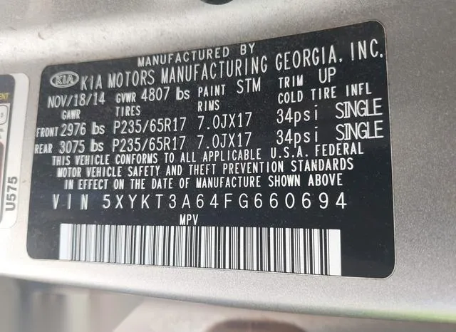 5XYKT3A64FG660694 2015 2015 KIA Sorento- LX 9