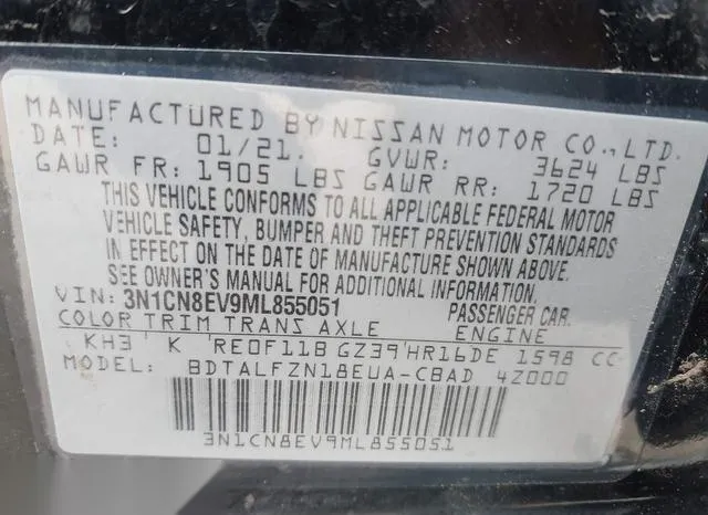 3N1CN8EV9ML855051 2021 2021 Nissan Versa- Sv Xtronic Cvt 9