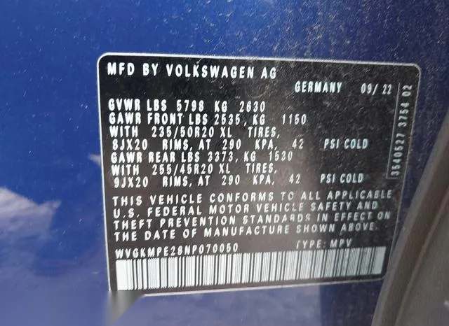 WVGKMPE28NP070050 2022 2022 Volkswagen ID-4- Pro S 9