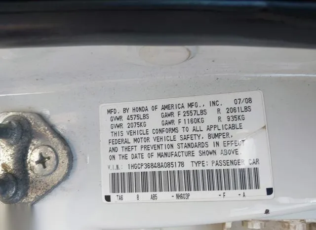 1HGCP36848A085178 2008 2008 Honda Accord- 3-5 Ex-L 9