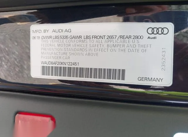 WAUD8AF20KN122451 2019 2019 Audi A6- 45 Premium 9