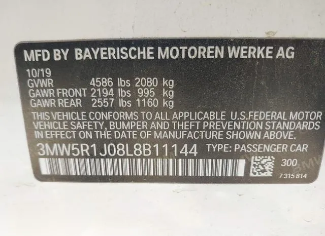 3MW5R1J08L8B11144 2020 2020 BMW 3 Series- 330I 9