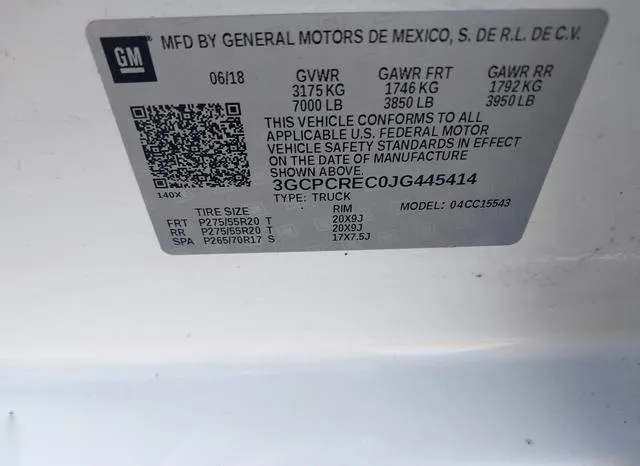 3GCPCREC0JG445414 2018 2018 Chevrolet Silverado 1500- 1LT 9