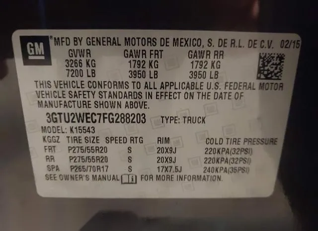 3GTU2WEC7FG288203 2015 2015 GMC Sierra- 1500 Denali 9