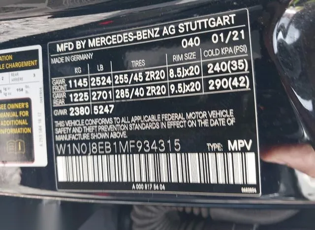 W1N0J8EB1MF934315 2021 2021 Mercedes-Benz GLC 300- 4Matic C 9