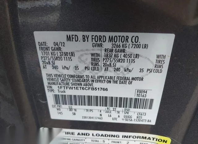 1FTFW1ET6CFB51766 2012 2012 Ford F-150- FX4 9