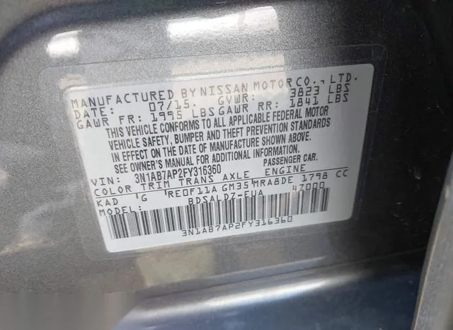 3N1AB7AP2FY316360 2015 2015 Nissan Sentra- SV 9