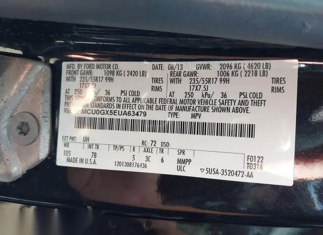 1FMCU0GX5EUA63479 2014 2014 Ford Escape- SE 9