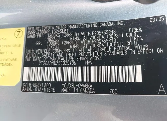 2T2GA31U75C029485 2005 2005 Lexus RX- 330 9