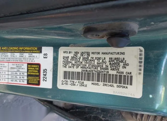 1NXBU4EE7AZ224719 2010 2010 Toyota Corolla- LE 9