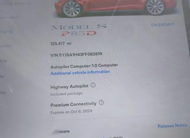 5YJSA1H43FF082819 2015 2015 Tesla Model S- 85D/P85D 7