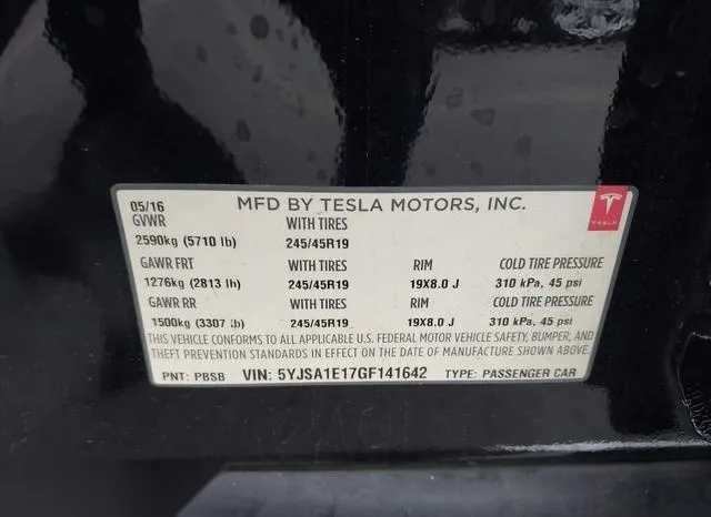 5YJSA1E17GF141642 2016 2016 Tesla Model S- 60/70/75/85 9