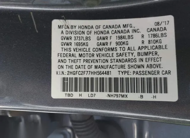 2HGFC2F77HH564481 2017 2017 Honda Civic- EX 9