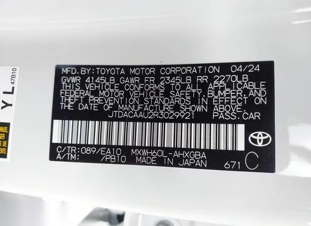 JTDACAAU2R3029921 2024 2024 Toyota Prius- Xle 9