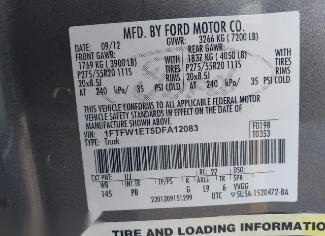 1FTFW1ET5DFA12083 2013 2013 Ford F-150- Platinum 9