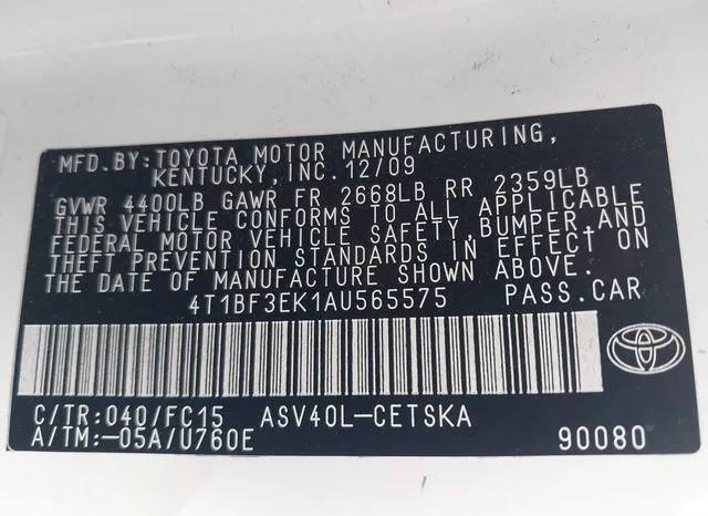 4T1BF3EK1AU565575 2010 2010 Toyota Camry- SE 9