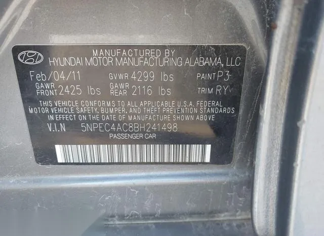 5NPEC4AC8BH241498 2011 2011 Hyundai Sonata- Limited 9