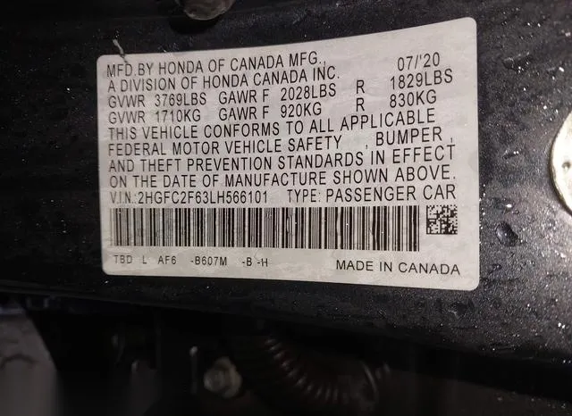 2HGFC2F63LH566101 2020 2020 Honda Civic- LX 9