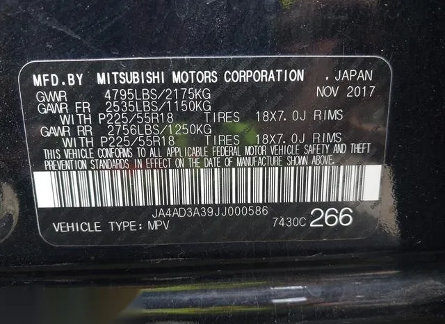 JA4AD3A39JJ000586 2018 2018 Mitsubishi Outlander- Sel 9