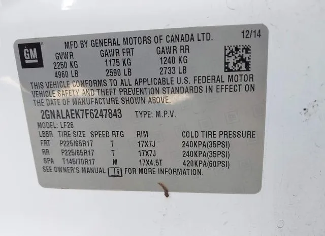 2GNALAEK7F6247843 2015 2015 Chevrolet Equinox- LS 9