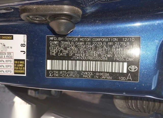 JTDKN3DU9B0265284 2011 2011 Toyota Prius- Three 9