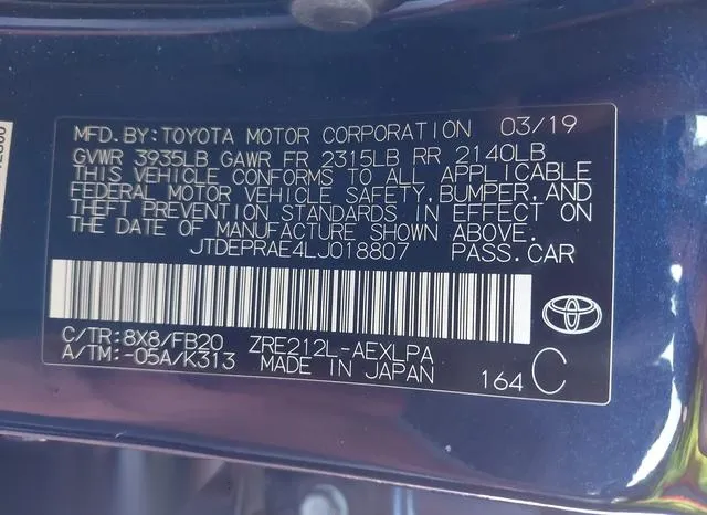 JTDEPRAE4LJ018807 2020 2020 Toyota Corolla- LE 9