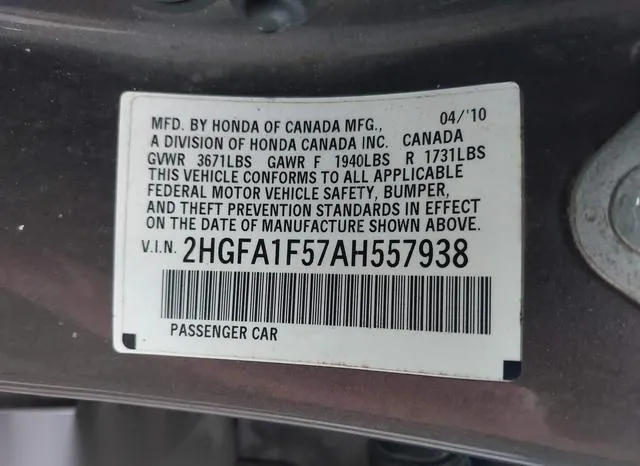 2HGFA1F57AH557938 2010 2010 Honda Civic- LX 9