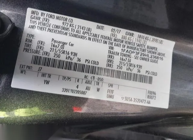 1FADP3F29HL236816 2017 2017 Ford Focus- SE 9