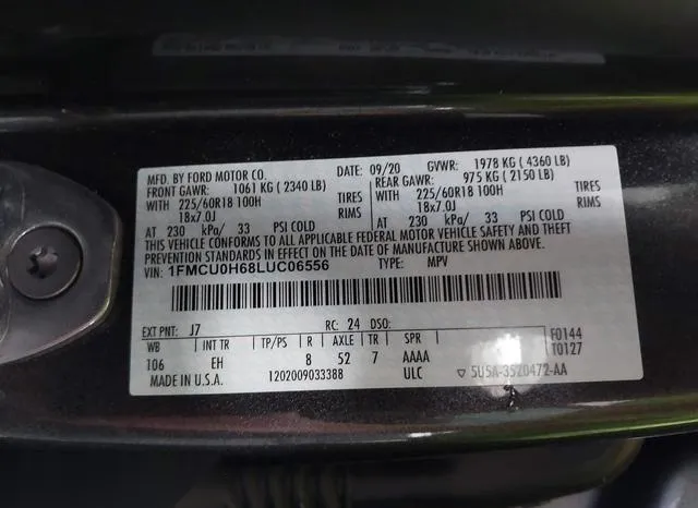 1FMCU0H68LUC06556 2020 2020 Ford Escape- Sel 9