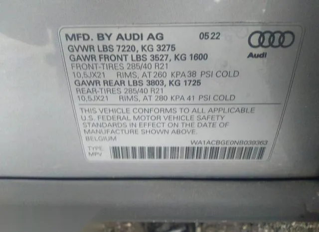 WA1ACBGE0NB039363 2022 2022 Audi E-Tron S- Premium Plus Qua 9