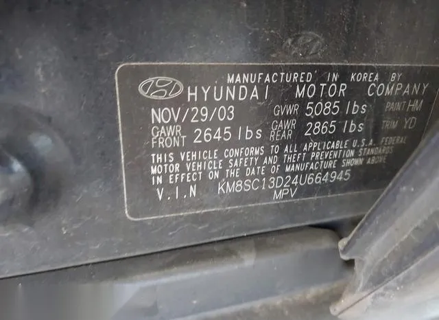 KM8SC13D24U664945 2004 2004 Hyundai Santa Fe- Gls 9