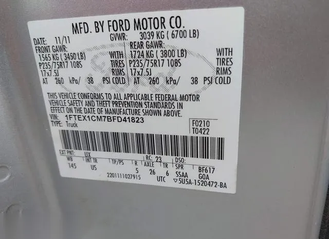 1FTEX1CM7BFD41823 2011 2011 Ford F-150- Xlt 9