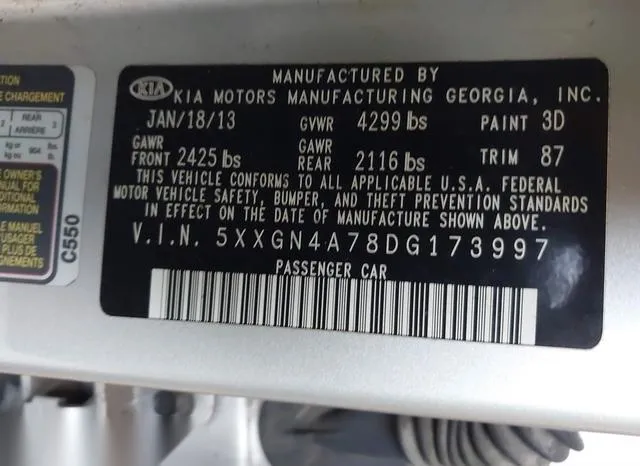 5XXGN4A78DG173997 2013 2013 KIA Optima- EX 9