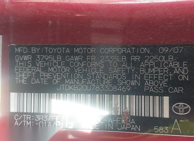 JTDKB20U783308469 2008 2008 Toyota Prius 9