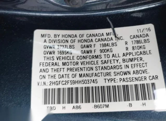 2HGFC2F59HH503745 2017 2017 Honda Civic- LX 9