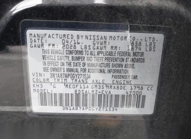 3N1AB7AP0GY271534 2016 2016 Nissan Sentra- SR 9